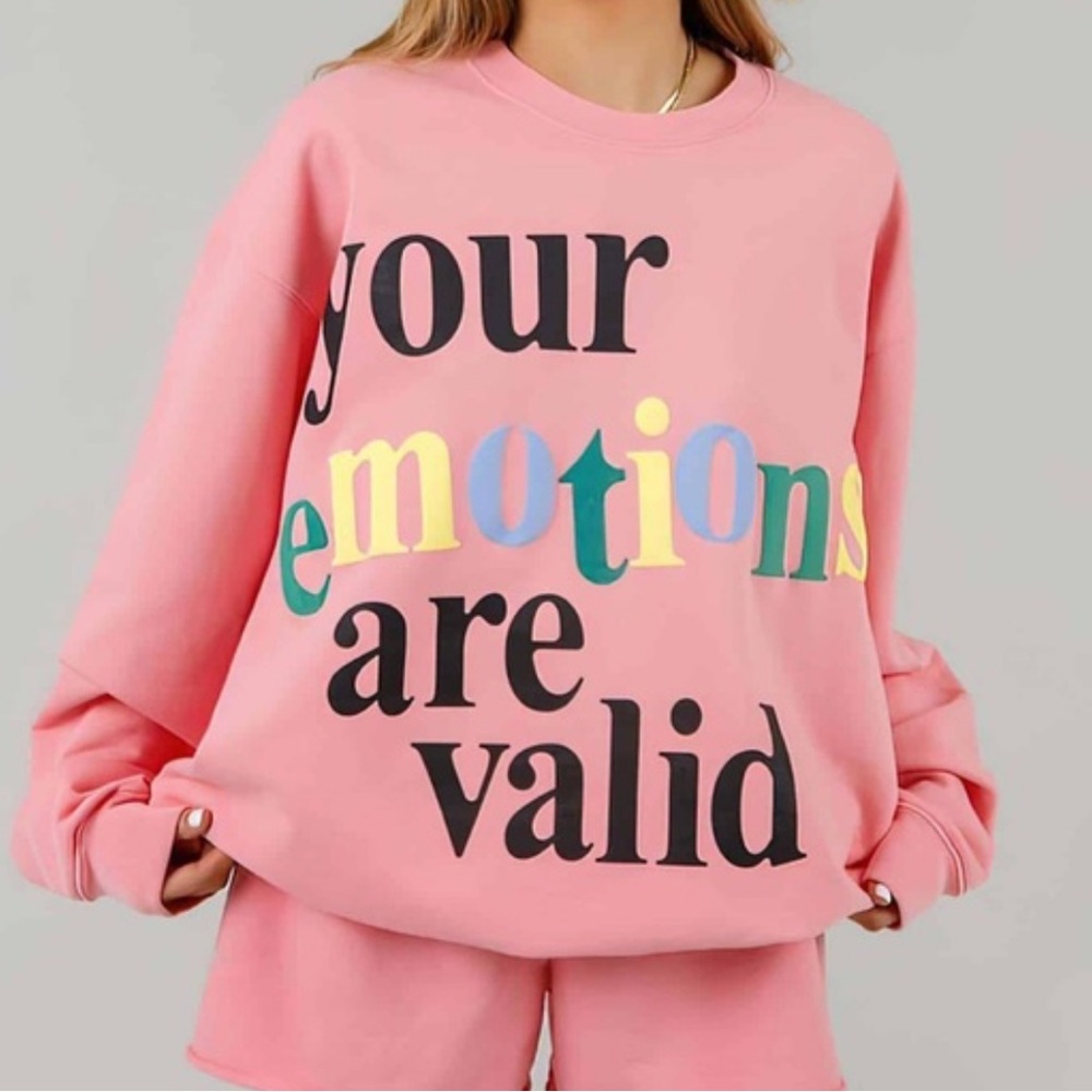 The Mayfair Group “Your Emotions Are Valid” Sweat Set – Pink